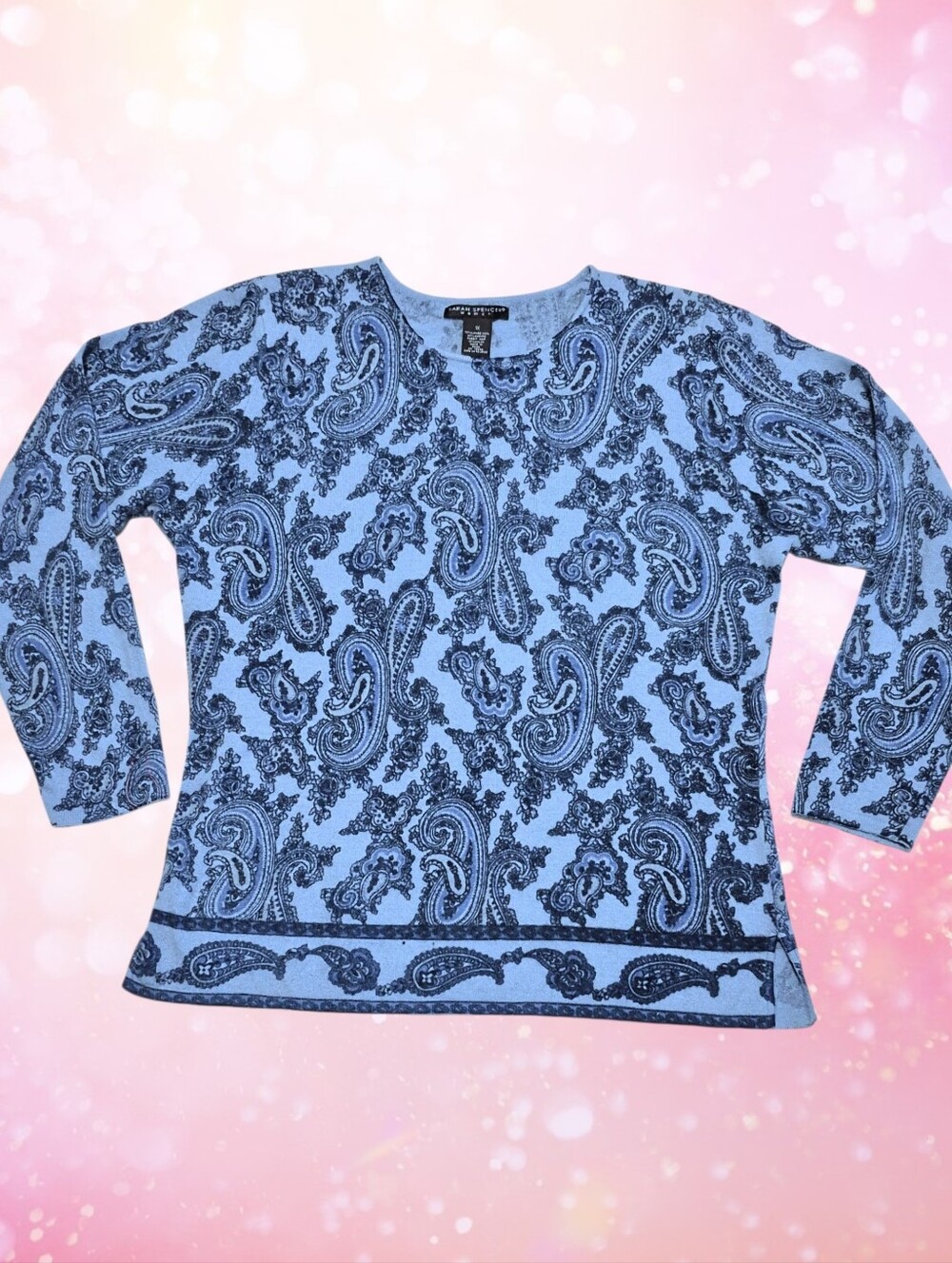 Sarah Spencer Woman Blue Paisley Sweater Size 1X